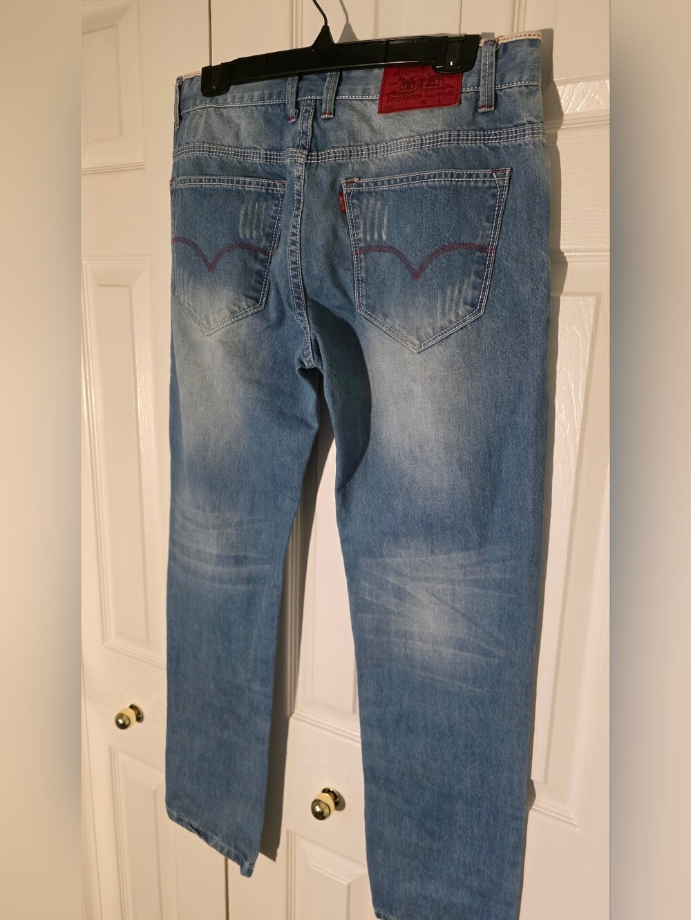 Levi’s Y2K Premium Distressed Straight Leg Jeans Red Hardware 34W 30L